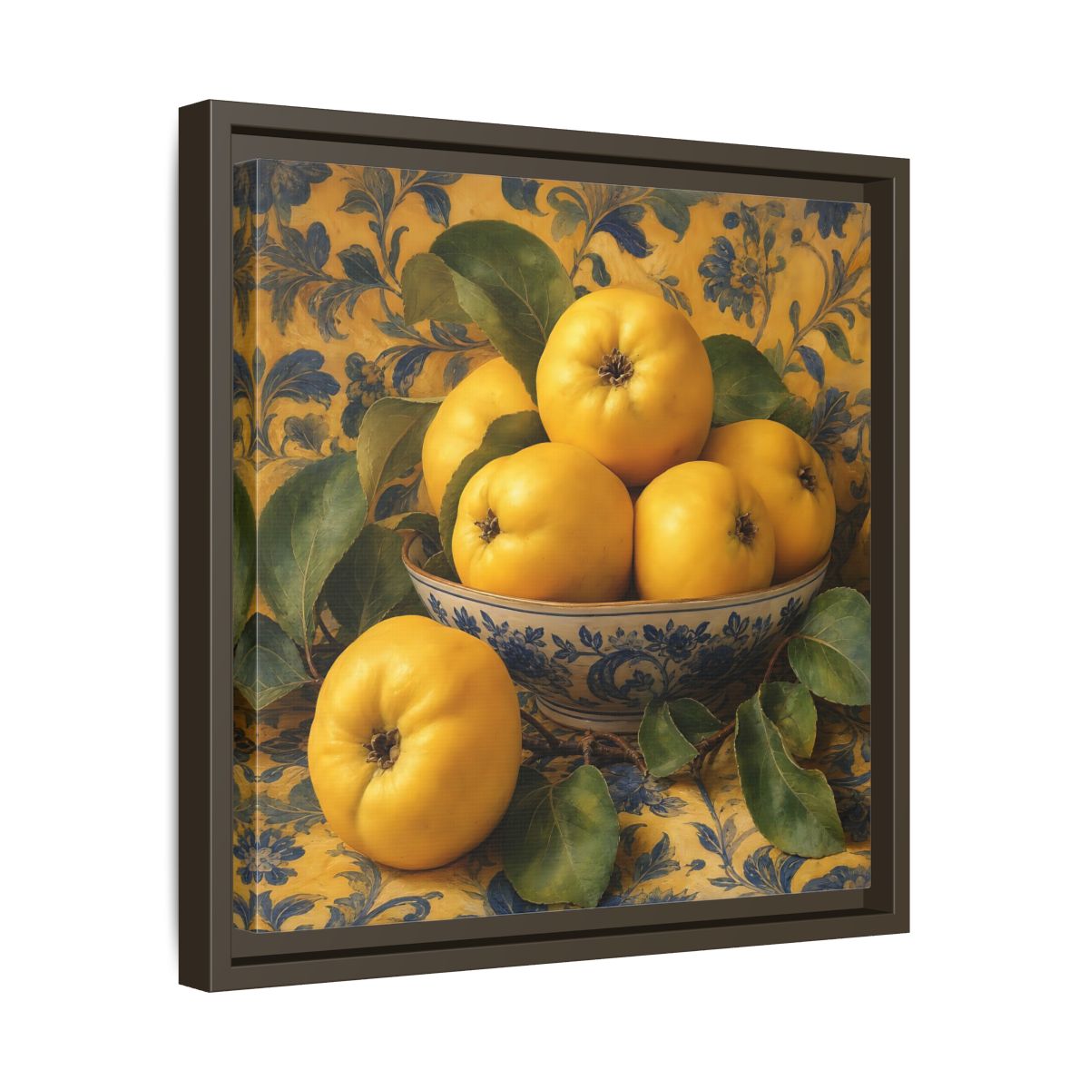 Side Mockup 29. Nature Quinces Yellow Quinces shown as stretched canvas wall art