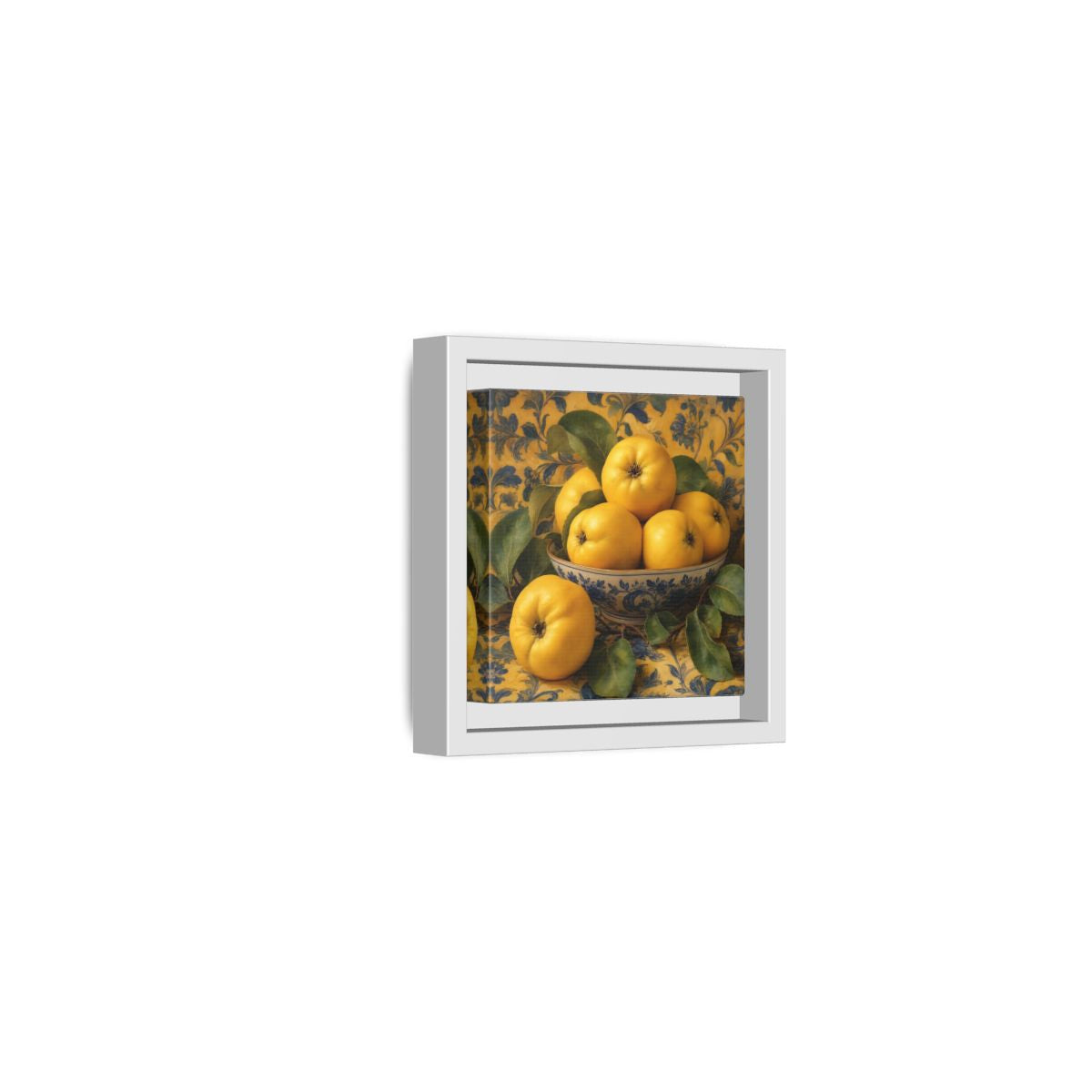 Side Mockup 22. Nature Quinces Yellow Quinces shown as stretched canvas wall art