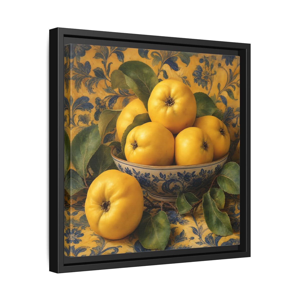 Side Mockup 32. Nature Quinces Yellow Quinces shown as stretched canvas wall art