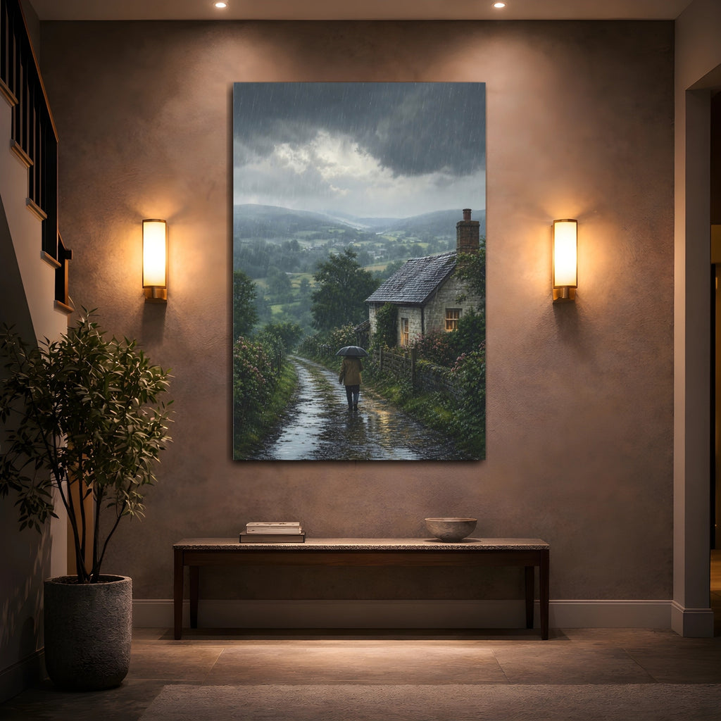 Mockup 2. Nature Rainy Landscape Rainy Landscape shown as stretched canvas wall art
