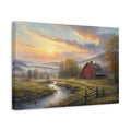 Side Mockup 4. Nature Red Barn Autumn Landscape shown as stretched canvas wall art