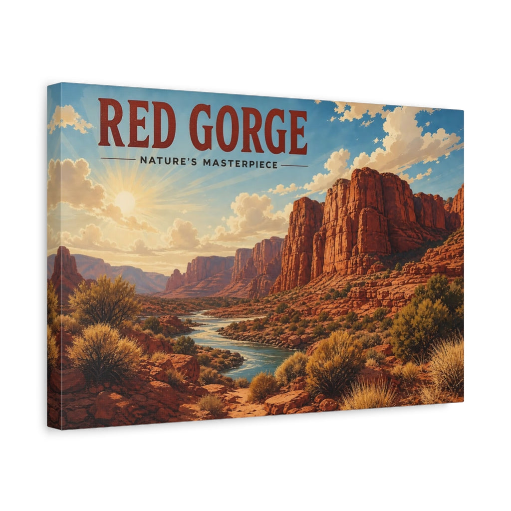 Side Mockup 4. Nature Red Gorge Red Canyon shown as stretched canvas wall art