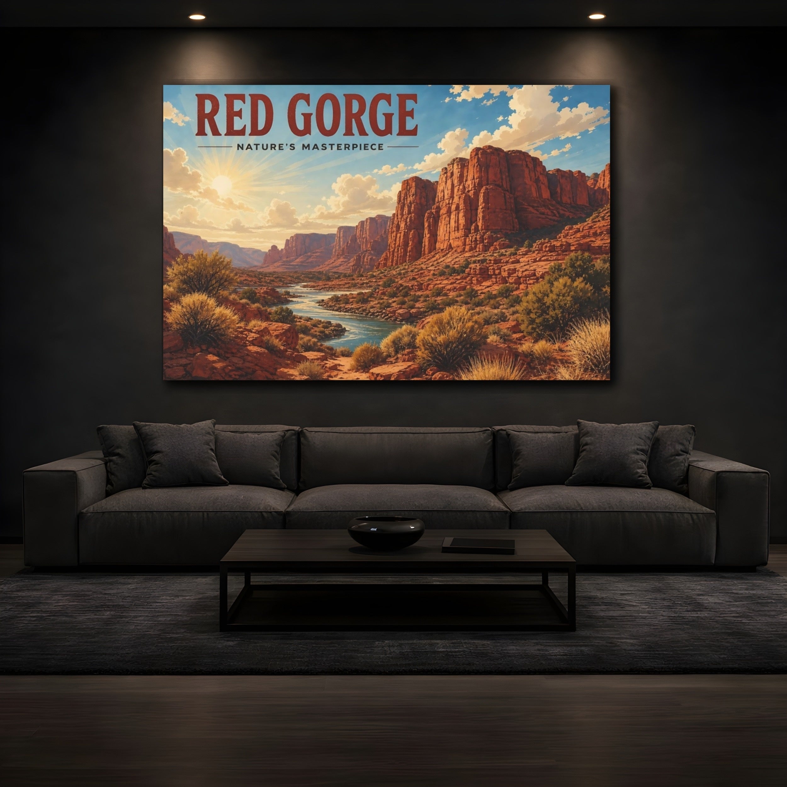 Mockup 3. Nature Red Gorge Red Canyon shown as stretched canvas wall art