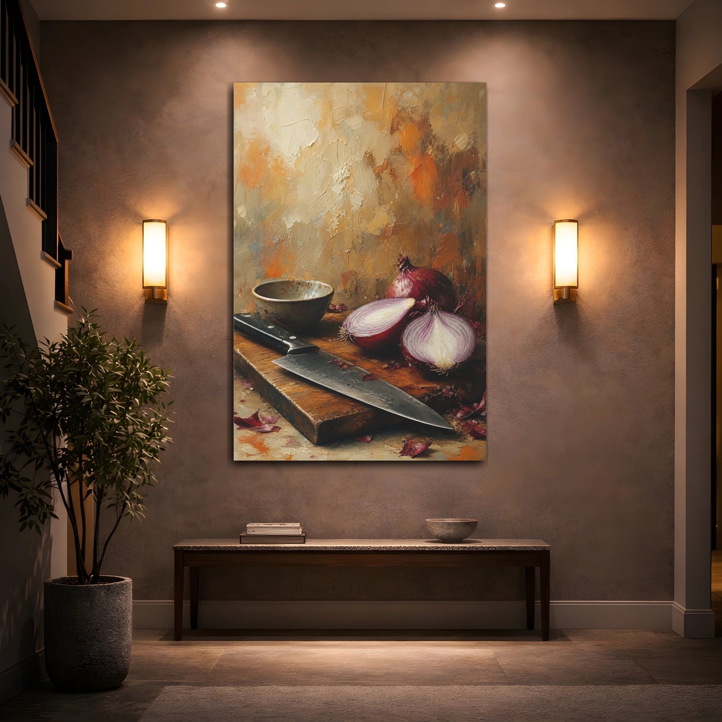 Mockup 2. Nature Red Onions Red Onions shown as stretched canvas wall art