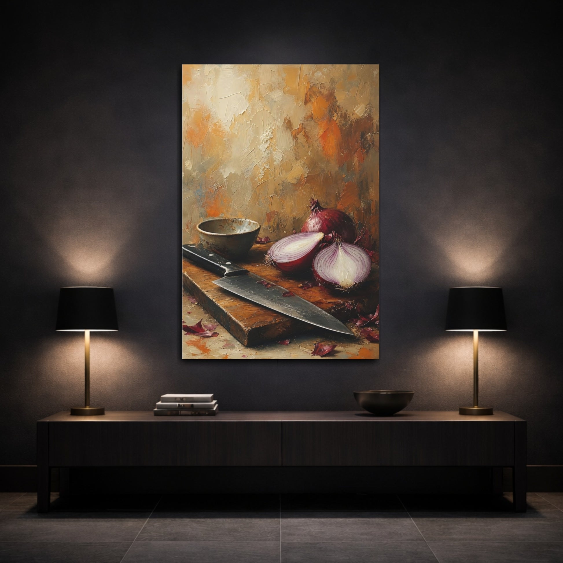 Mockup 3. Nature Red Onions Red Onions shown as stretched canvas wall art