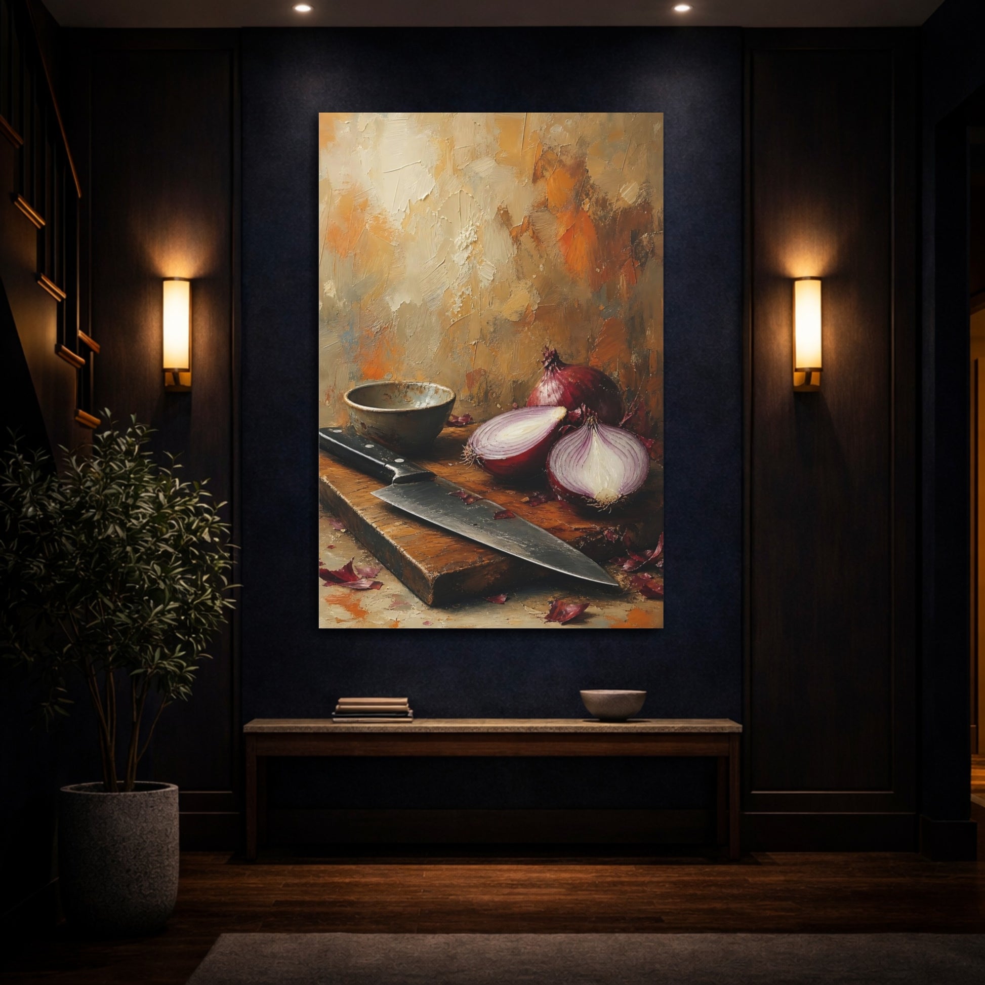 Mockup 4. Nature Red Onions Red Onions shown as stretched canvas wall art