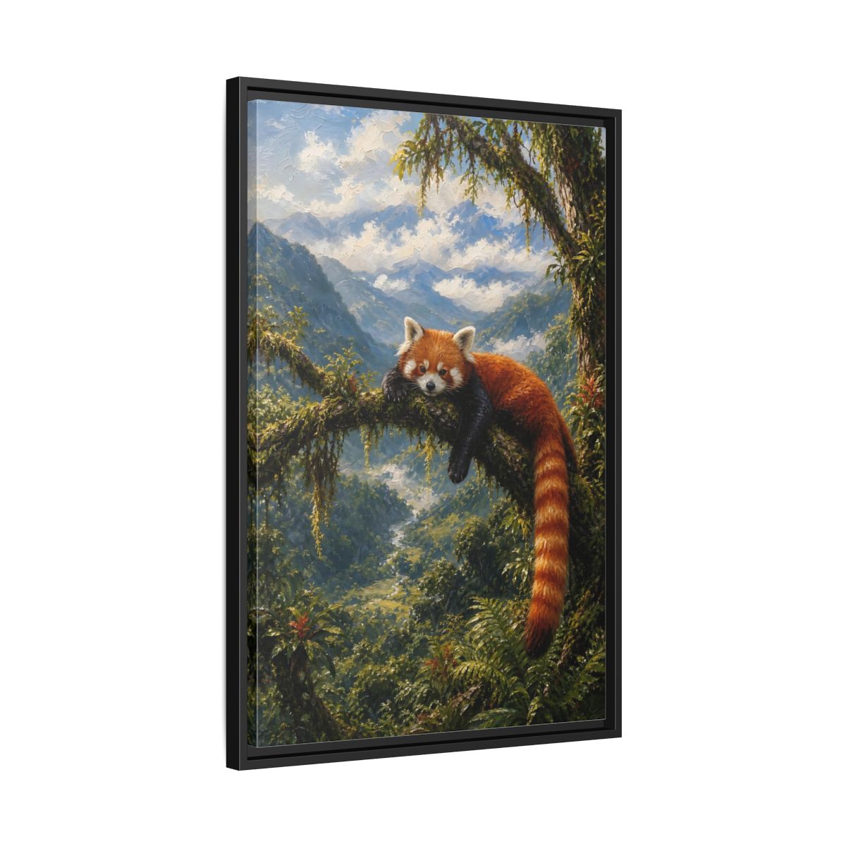 Side Mockup 14. Nature Red Panda Red Panda Jungle shown as stretched canvas wall art