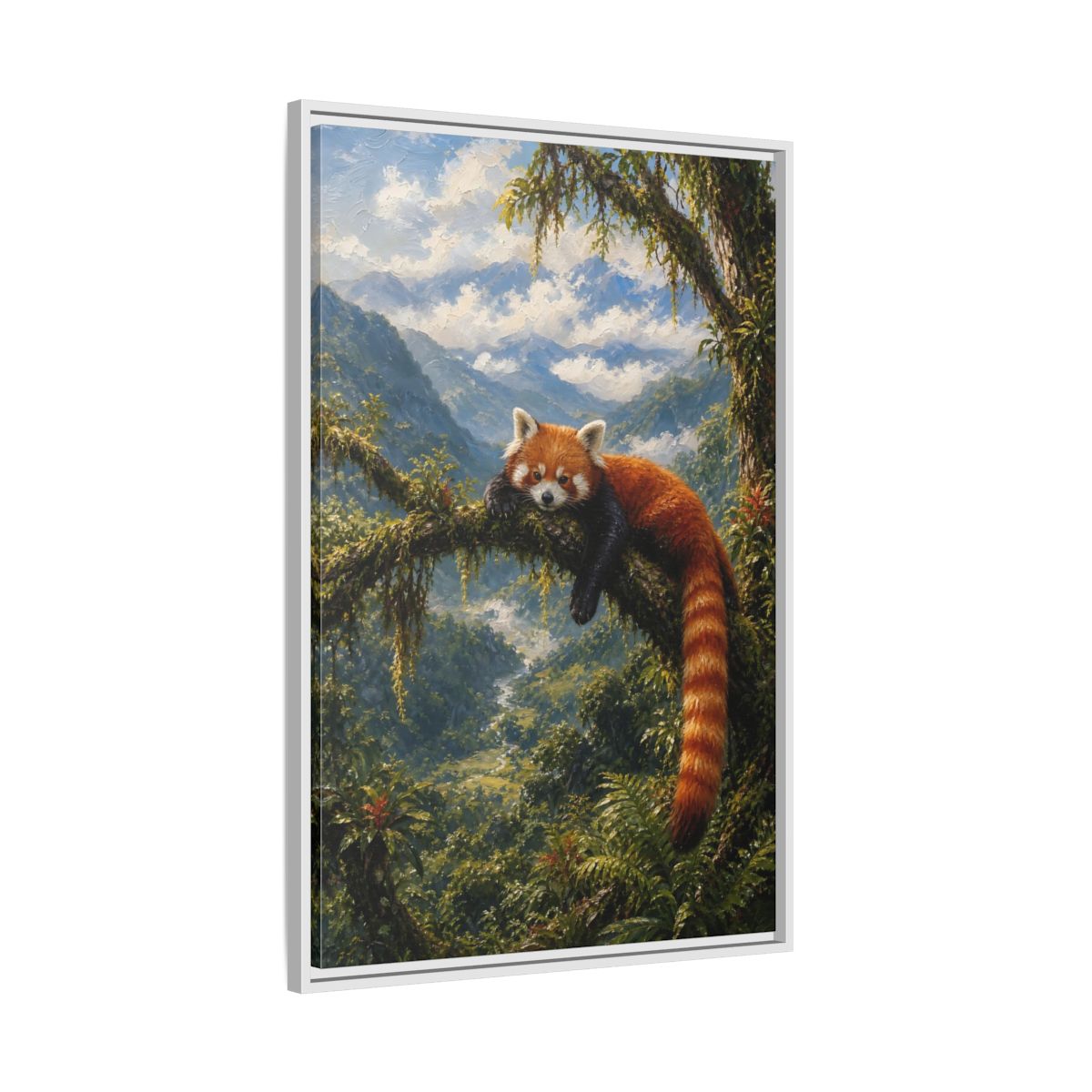Side Mockup 9. Nature Red Panda Red Panda Jungle shown as stretched canvas wall art
