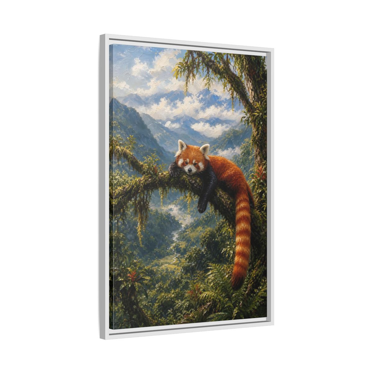Side Mockup 10. Nature Red Panda Red Panda Jungle shown as stretched canvas wall art