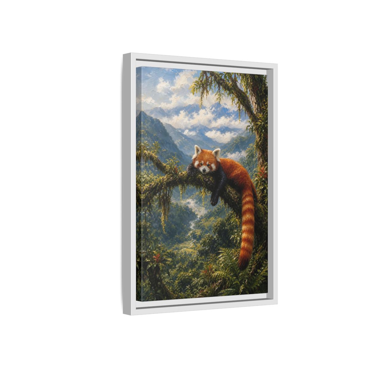 Side Mockup 4. Nature Red Panda Red Panda Jungle shown as stretched canvas wall art