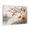 Side Mockup 4. Nature Red Poppies Red Poppies Landscape shown as stretched canvas wall art