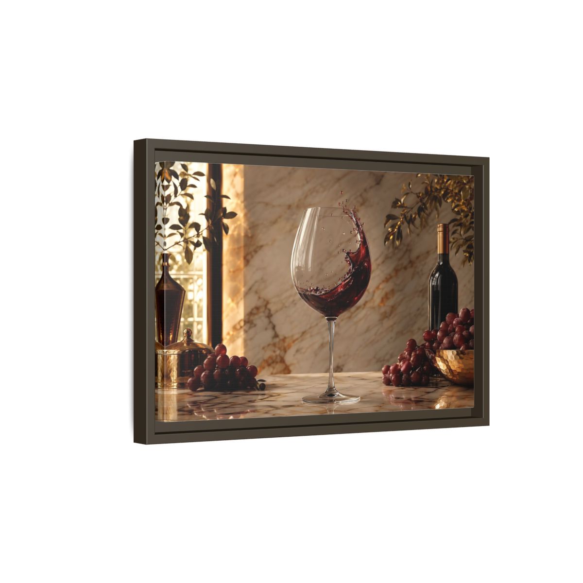 Side Mockup 5. Nature Red Wine Red Wine And Grapes shown as stretched canvas wall art