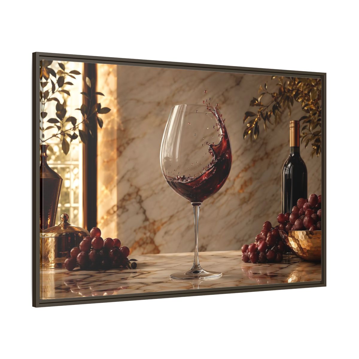 Side Mockup 8. Nature Red Wine Red Wine And Grapes shown as stretched canvas wall art