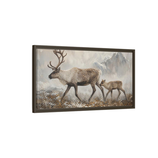 Main Mockup. Nature Reindeer Brown And Grey shown as stretched canvas wall art