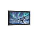 Side Mockup 8. Nature Reindeer Herd Aurora Reindeer Herd shown as stretched canvas wall art