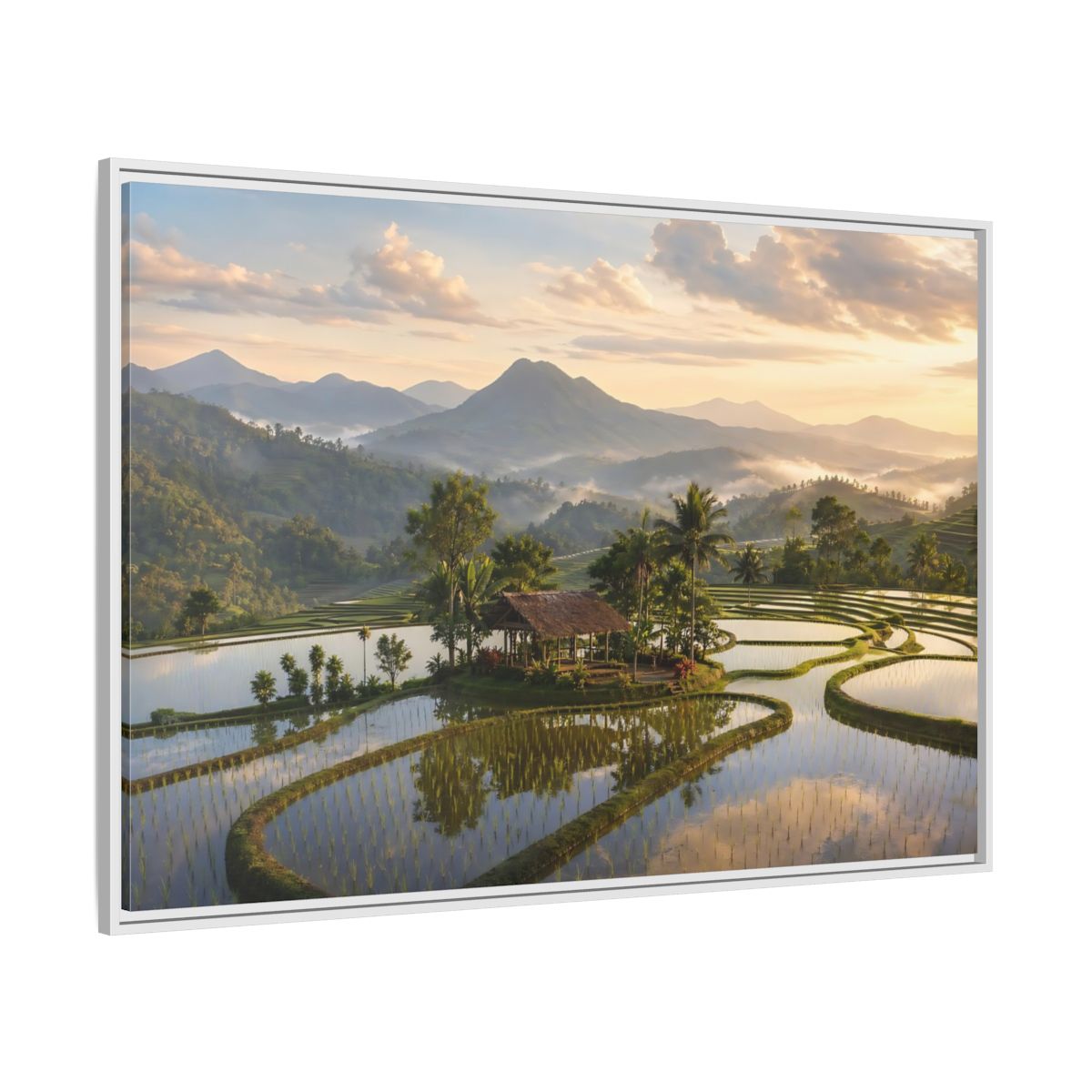 Side Mockup 7. Nature Rice Terraces Tropical Rice Fields shown as stretched canvas wall art