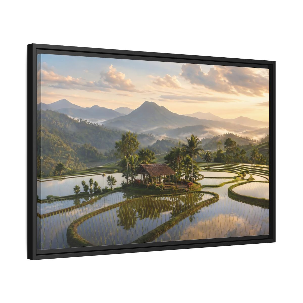 Side Mockup 14. Nature Rice Terraces Tropical Rice Fields shown as stretched canvas wall art