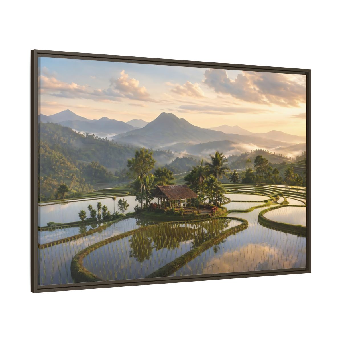 Side Mockup 8. Nature Rice Terraces Tropical Rice Fields shown as stretched canvas wall art