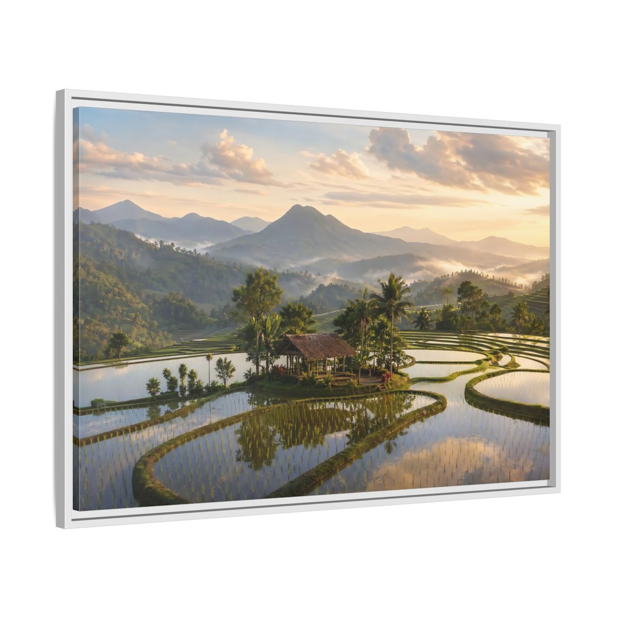 Side Mockup 9. Nature Rice Terraces Tropical Rice Fields shown as stretched canvas wall art