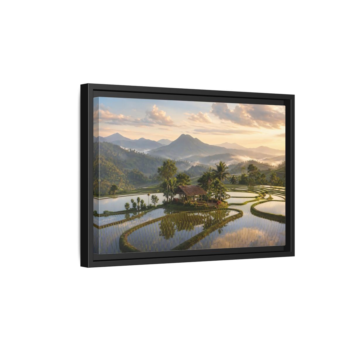 Side Mockup 6. Nature Rice Terraces Tropical Rice Fields shown as stretched canvas wall art