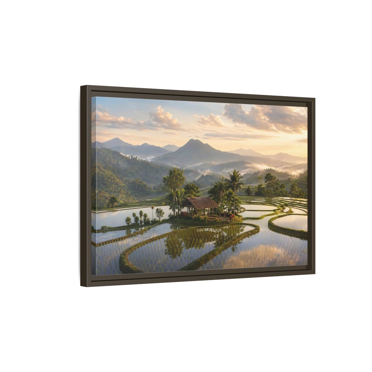 Side Mockup 2. Nature Rice Terraces Tropical Rice Fields shown as stretched canvas wall art