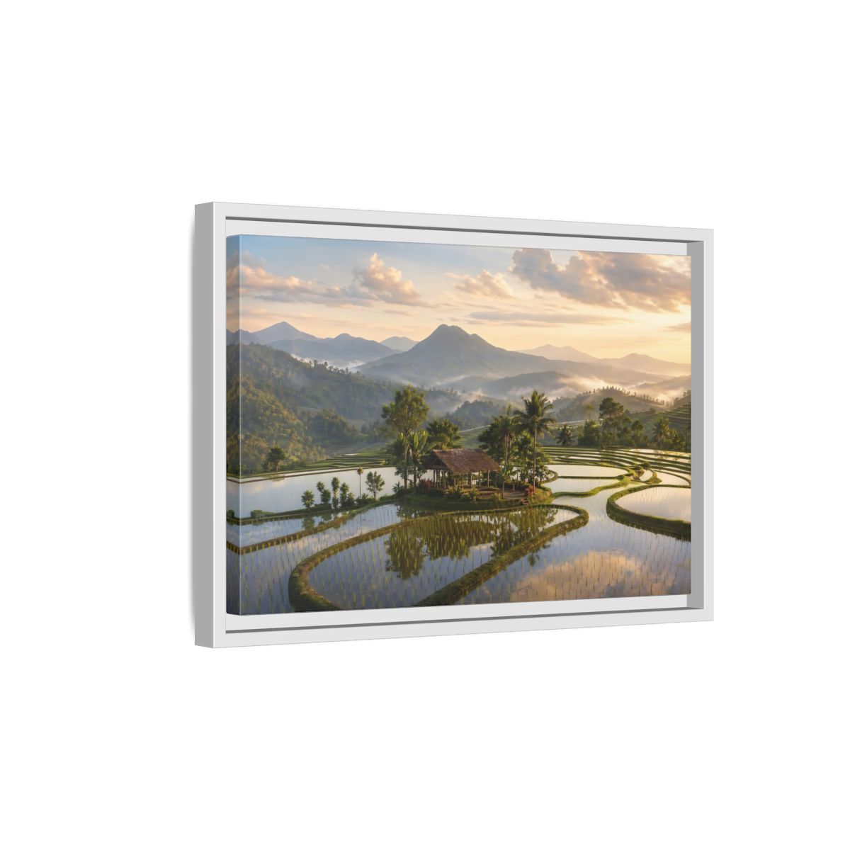 Side Mockup 4. Nature Rice Terraces Tropical Rice Fields shown as stretched canvas wall art