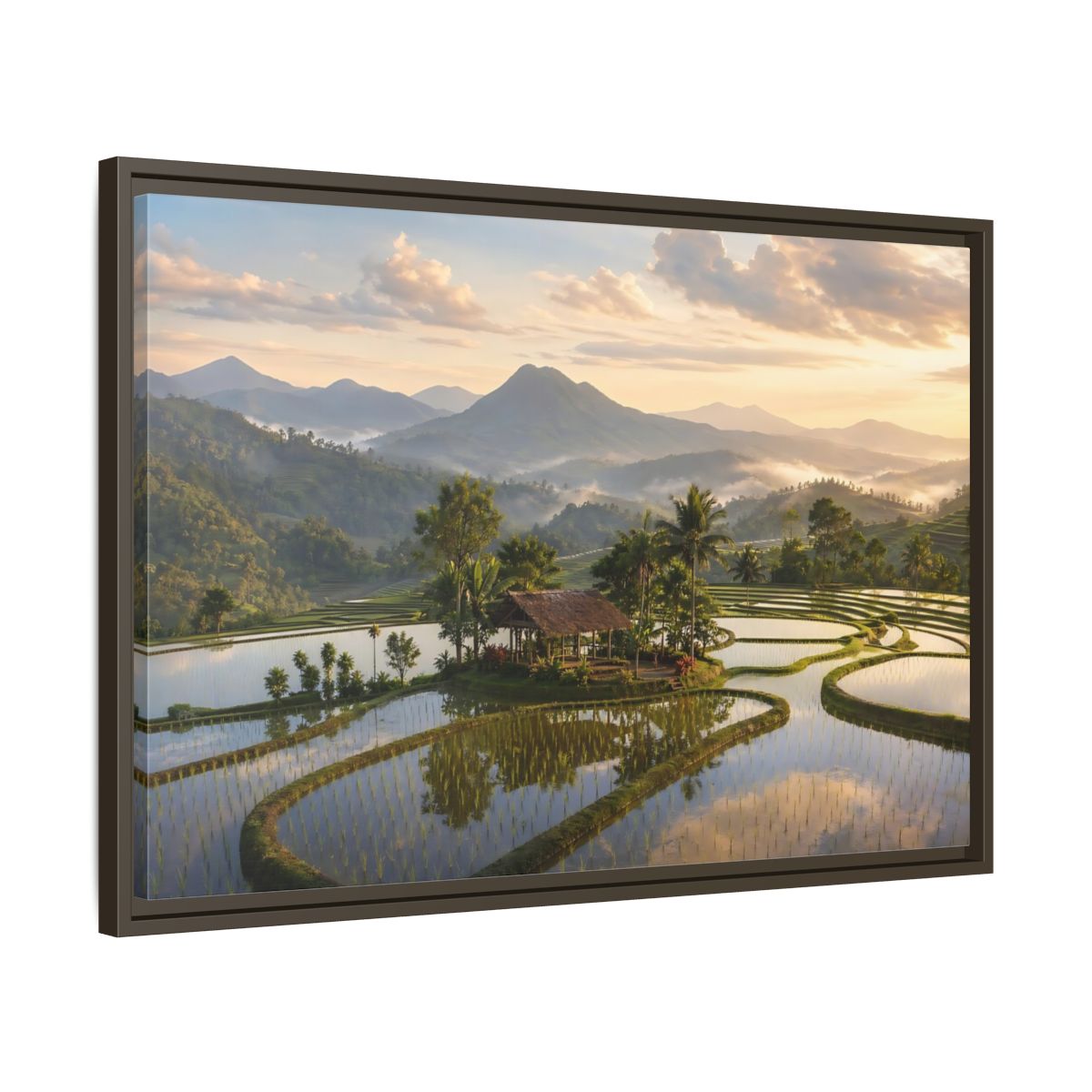 Side Mockup 11. Nature Rice Terraces Tropical Rice Fields shown as stretched canvas wall art