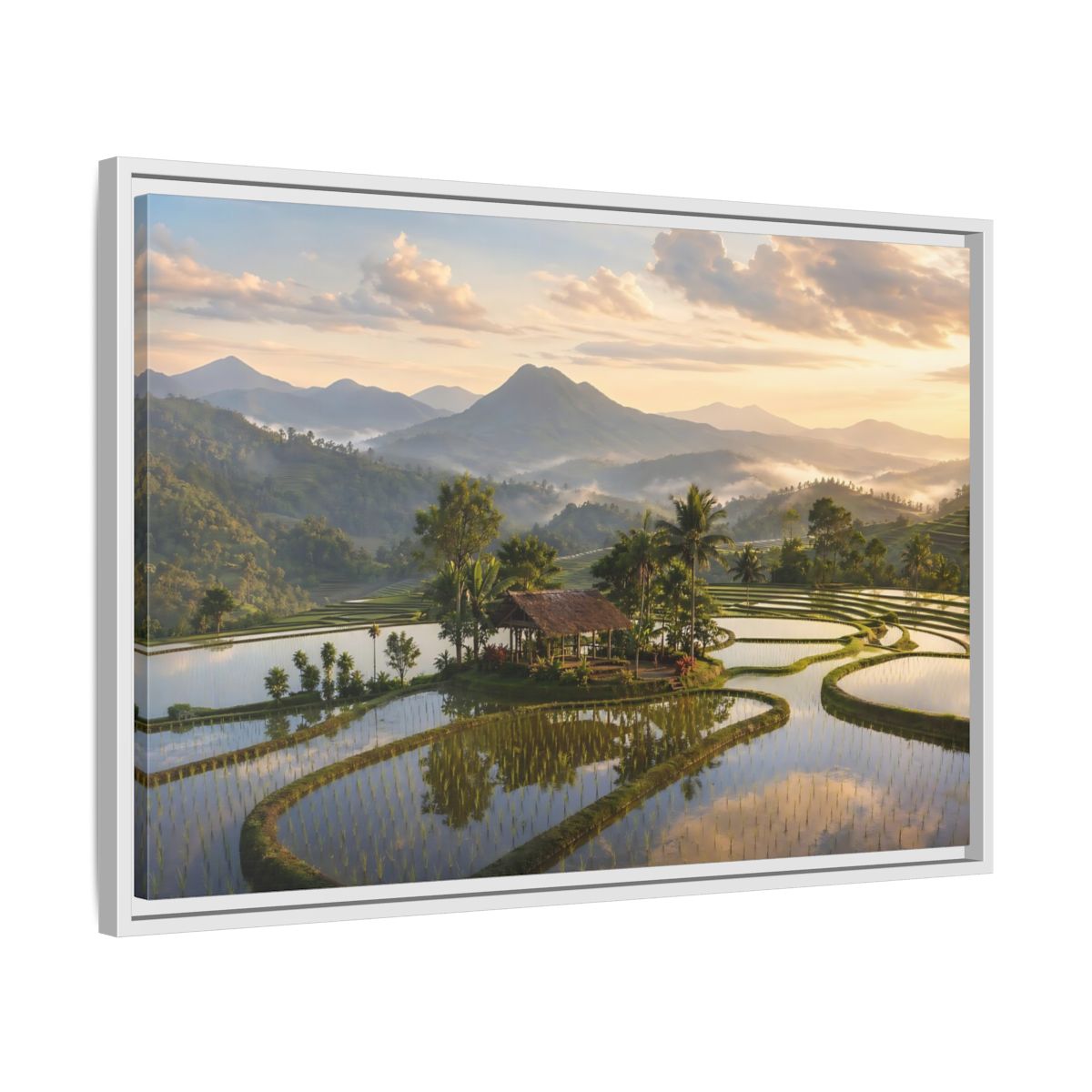 Side Mockup 10. Nature Rice Terraces Tropical Rice Fields shown as stretched canvas wall art