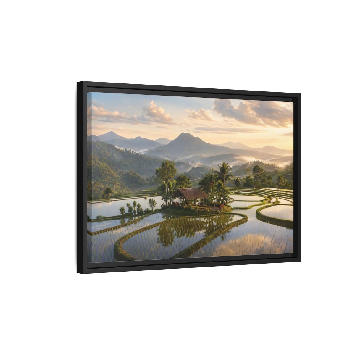 Side Mockup 3. Nature Rice Terraces Tropical Rice Fields shown as stretched canvas wall art