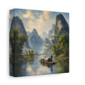 Side Mockup 2. Nature River Boat Asian River Landscape shown as stretched canvas wall art