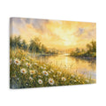 Side Mockup 4. Nature River Landscape Golden River Landscape shown as stretched canvas wall art