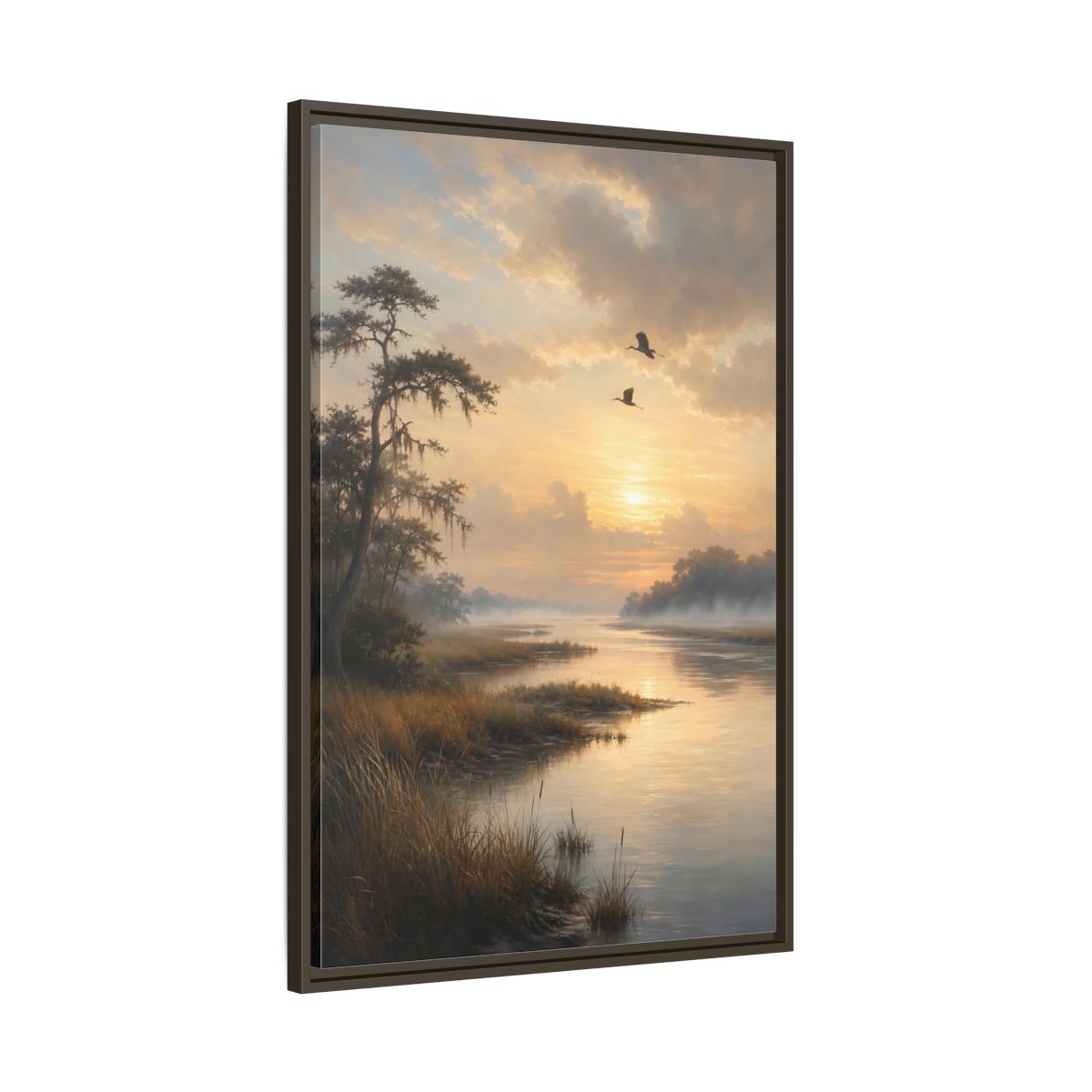 Main Mockup. Nature River Landscape Golden River shown as stretched canvas wall art