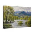 Side Mockup 4. Nature River Landscape Green Mountain River shown as stretched canvas wall art