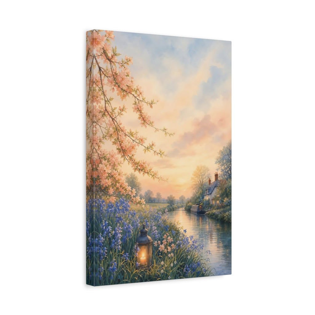 Side Mockup 4. Nature Riverside Landscape Spring Landscape shown as stretched canvas wall art