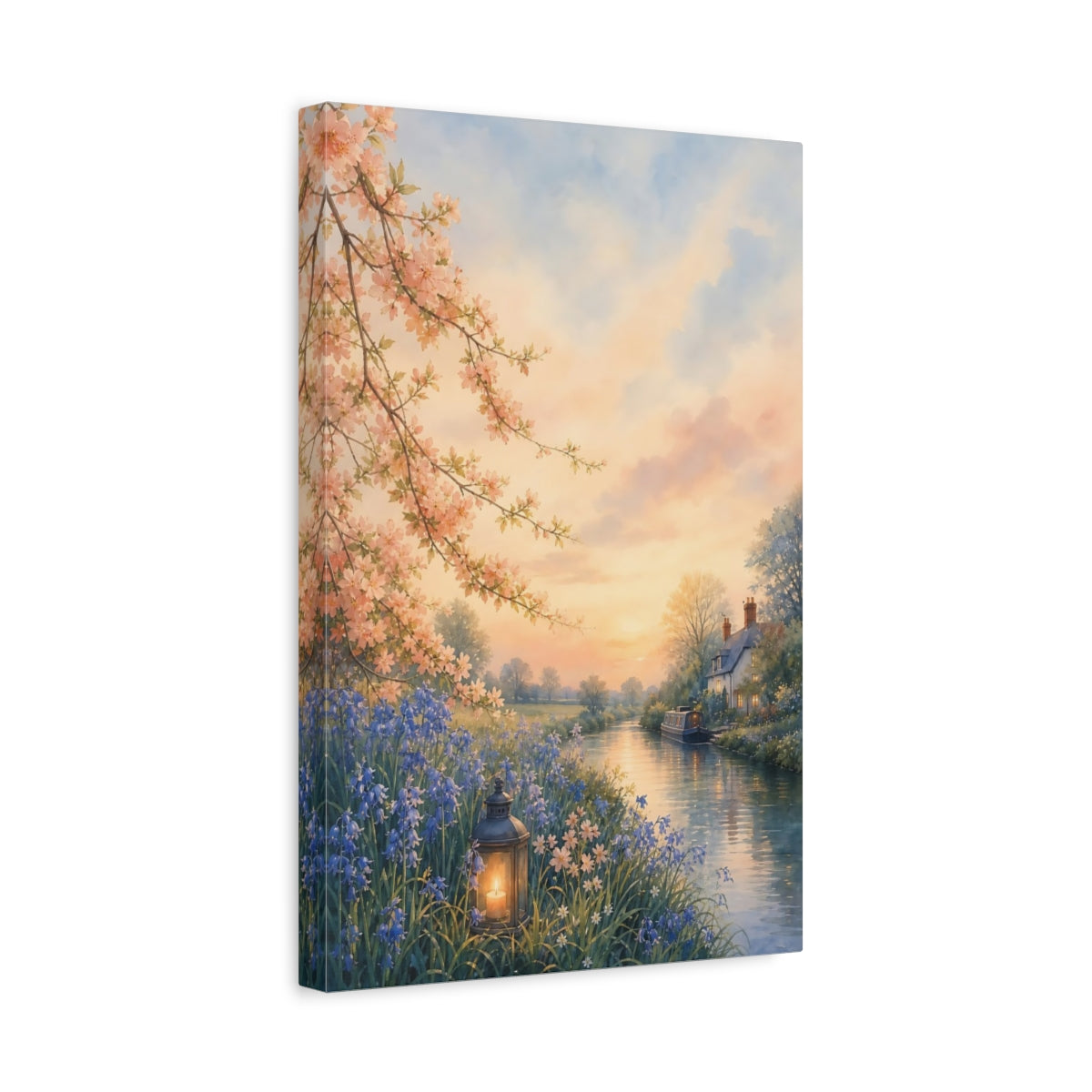 Side Mockup 4. Nature Riverside Landscape Spring Landscape shown as stretched canvas wall art