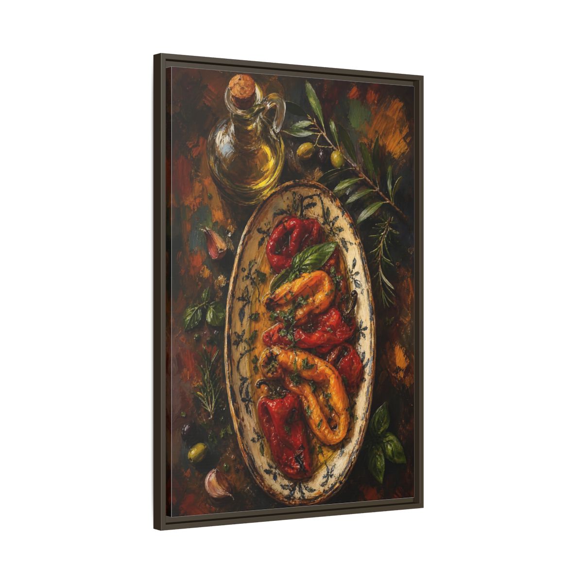 Main Mockup. Nature Roasted Peppers Roasted Peppers Art shown as framed canvas print