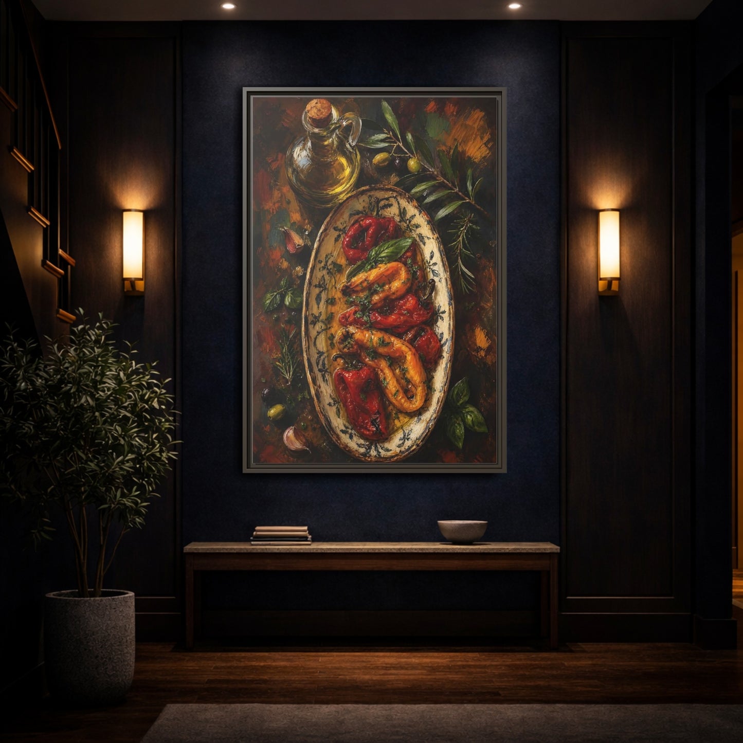 Mockup 4. Nature Roasted Peppers Roasted Peppers Art shown as framed canvas print