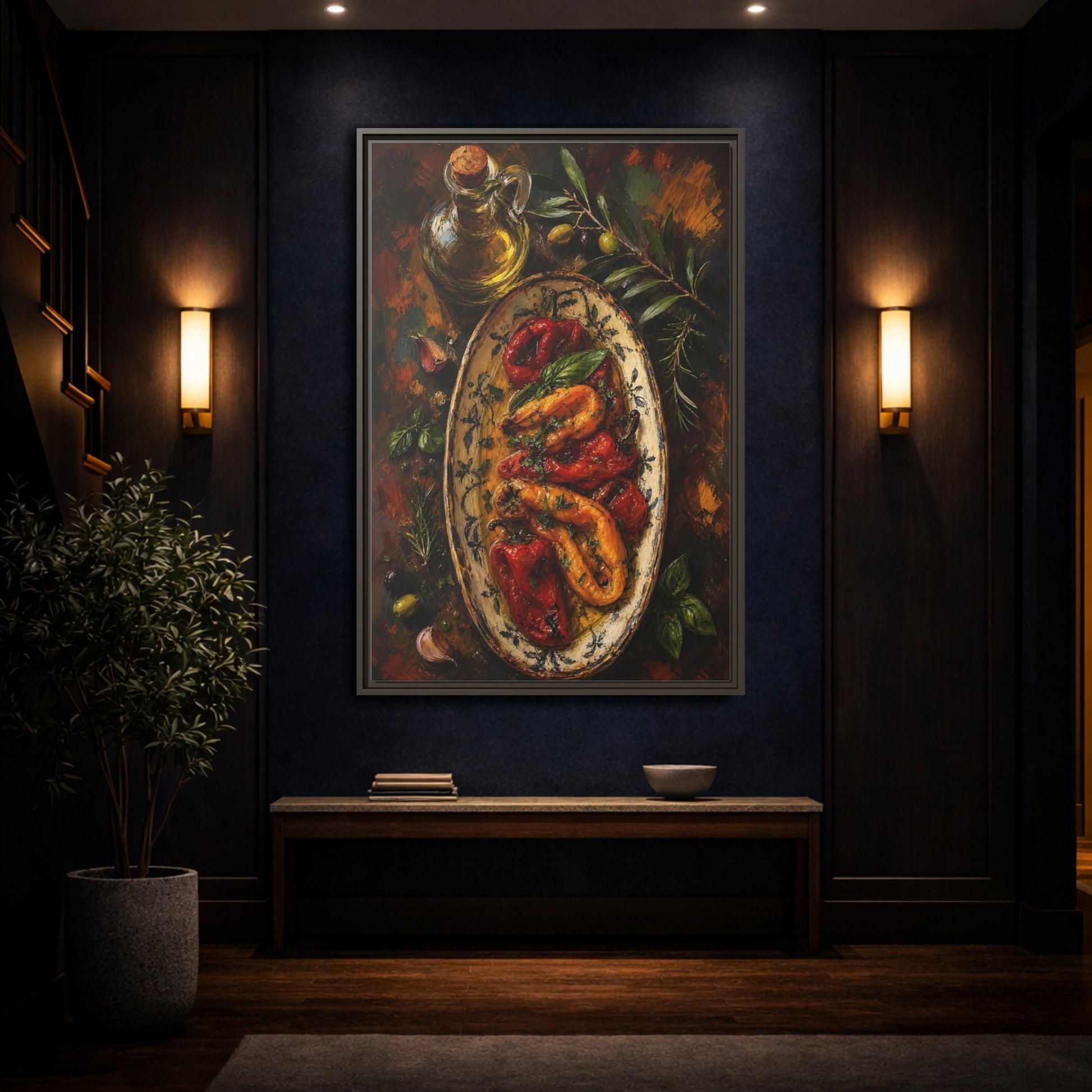 Mockup 4. Nature Roasted Peppers Roasted Peppers Art shown as framed canvas print