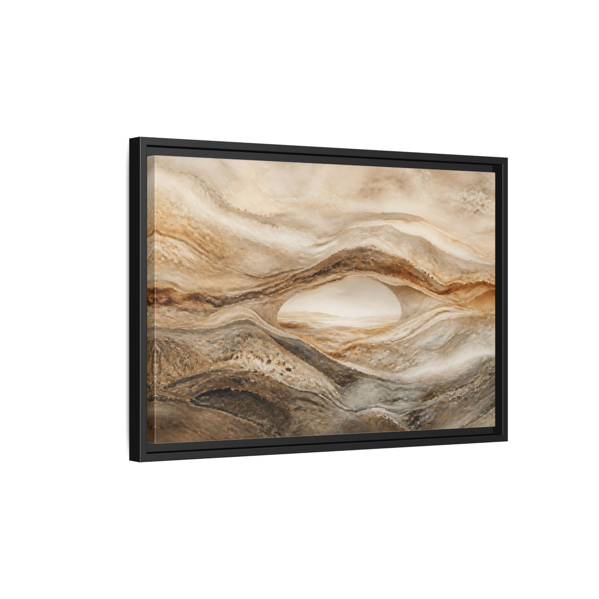 Side Mockup 3. Nature Rock Arch Earthy Rock Arch shown as stretched canvas wall art