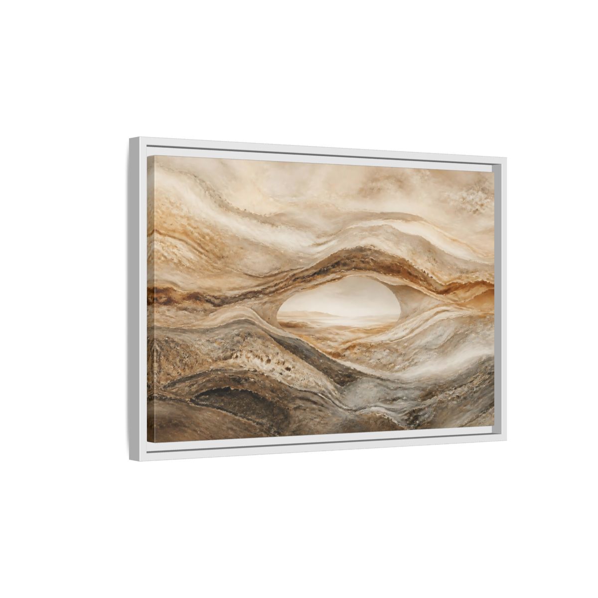 Side Mockup 1. Nature Rock Arch Earthy Rock Arch shown as stretched canvas wall art