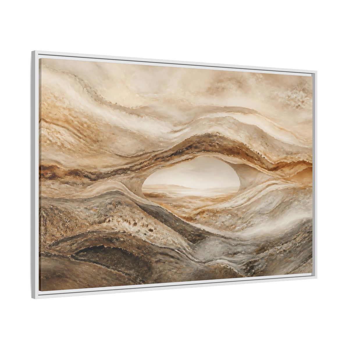 Side Mockup 7. Nature Rock Arch Earthy Rock Arch shown as stretched canvas wall art