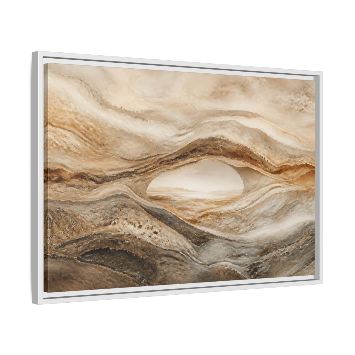 Side Mockup 10. Nature Rock Arch Earthy Rock Arch shown as stretched canvas wall art