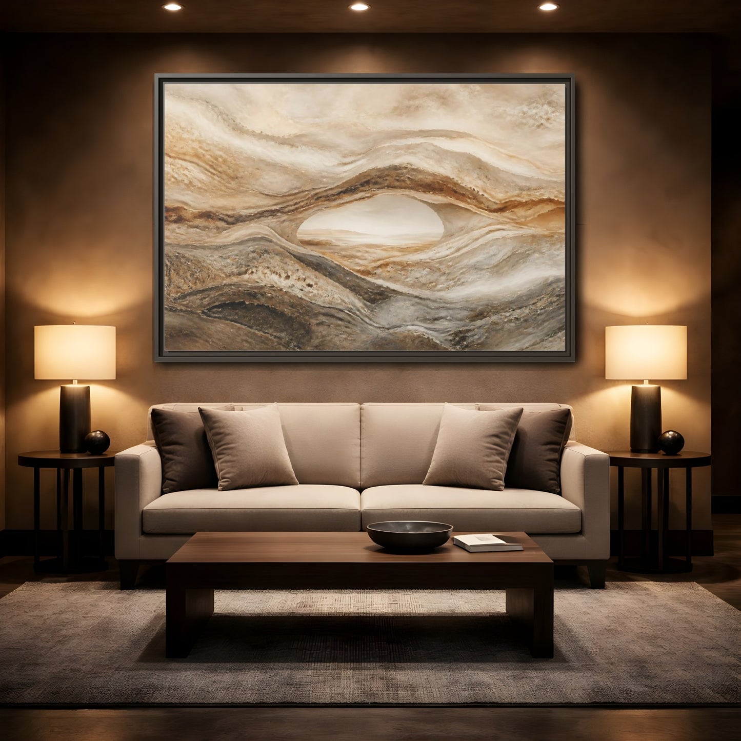 Mockup 2. Nature Rock Arch Earthy Rock Arch shown as stretched canvas wall art