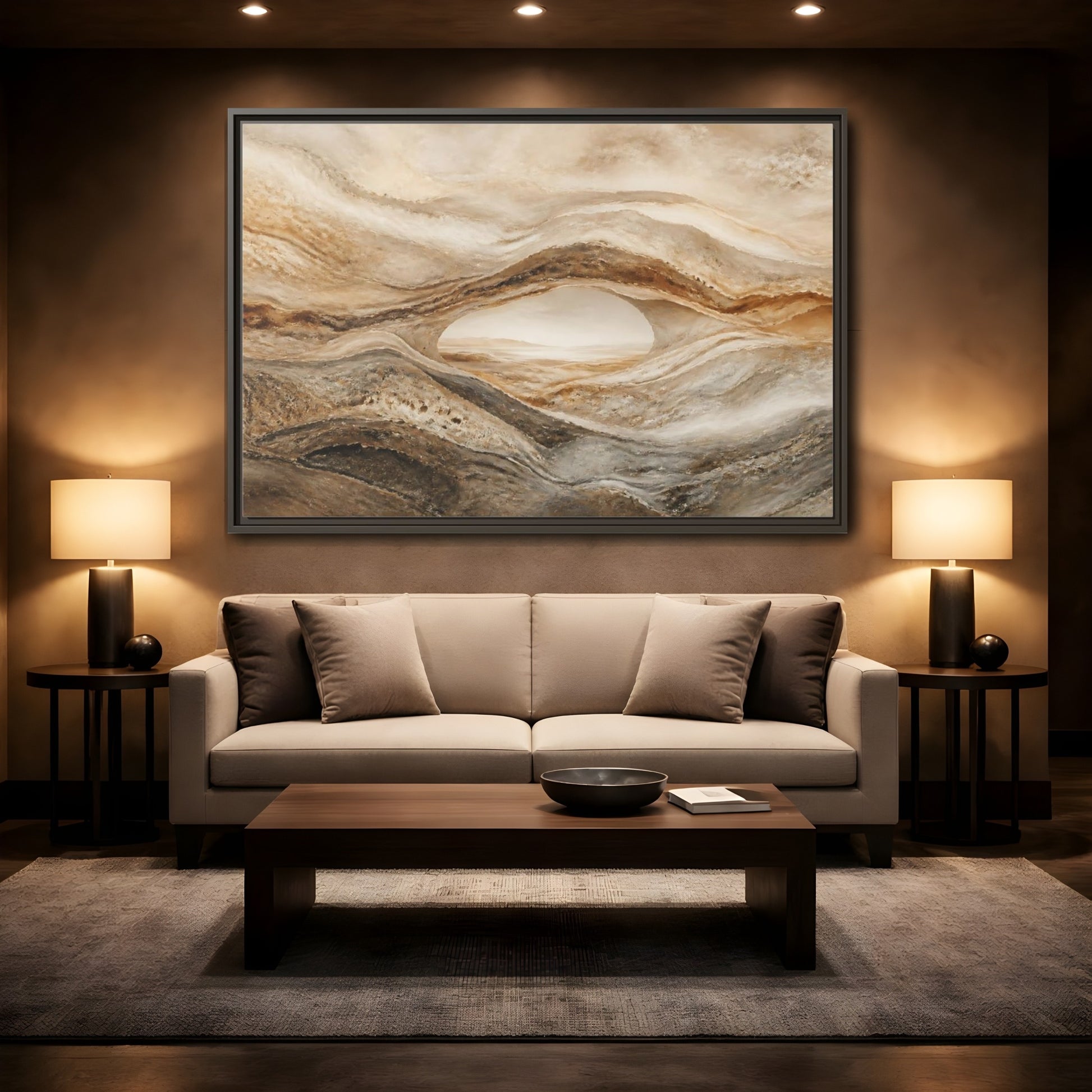 Mockup 2. Nature Rock Arch Earthy Rock Arch shown as stretched canvas wall art
