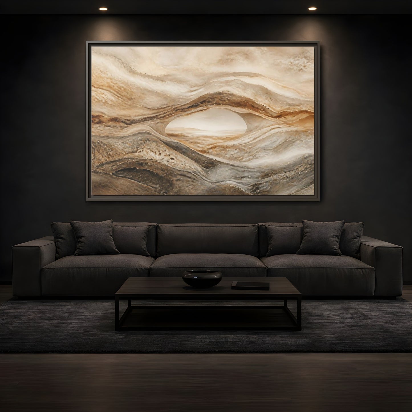 Mockup 3. Nature Rock Arch Earthy Rock Arch shown as stretched canvas wall art