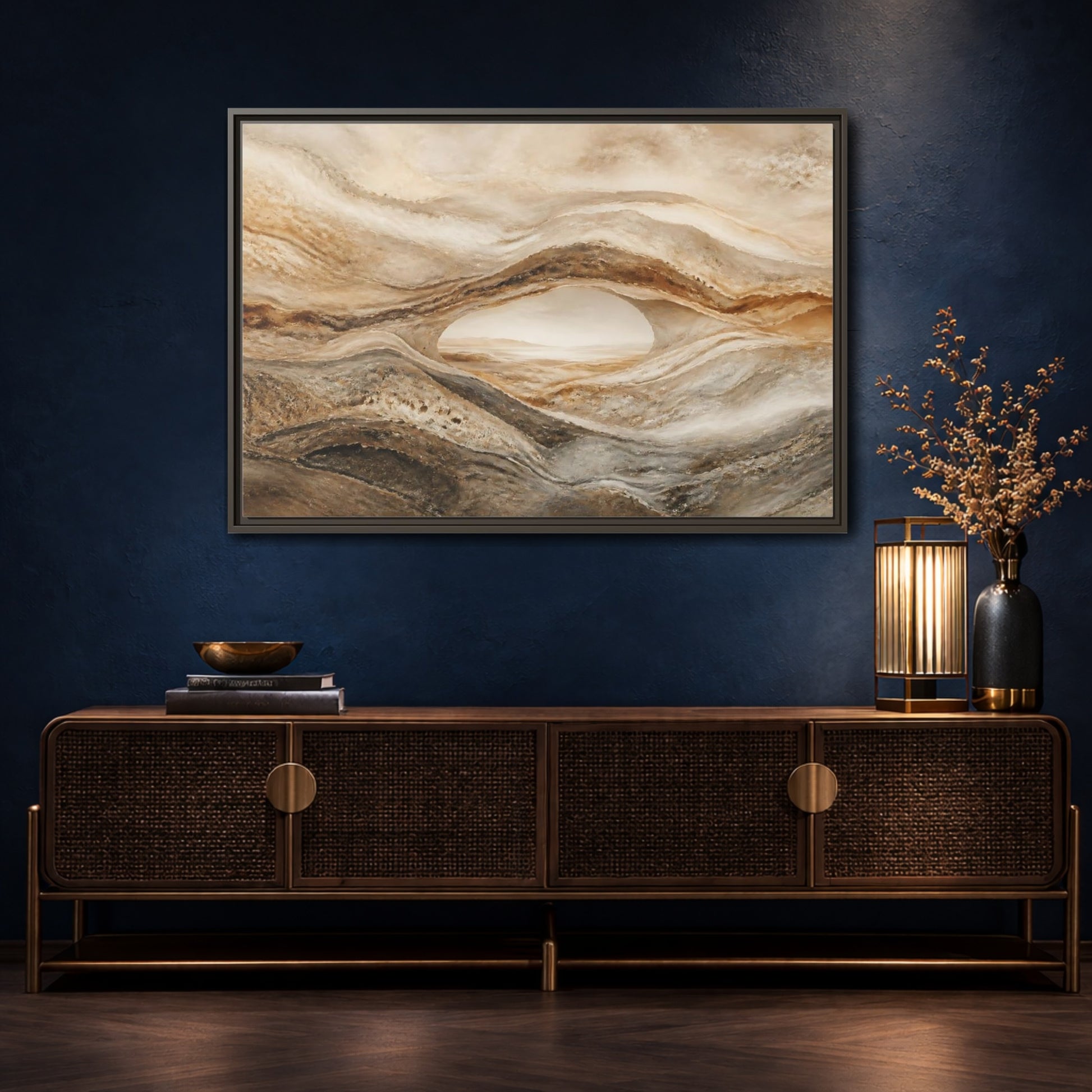 Mockup 4. Nature Rock Arch Earthy Rock Arch shown as stretched canvas wall art