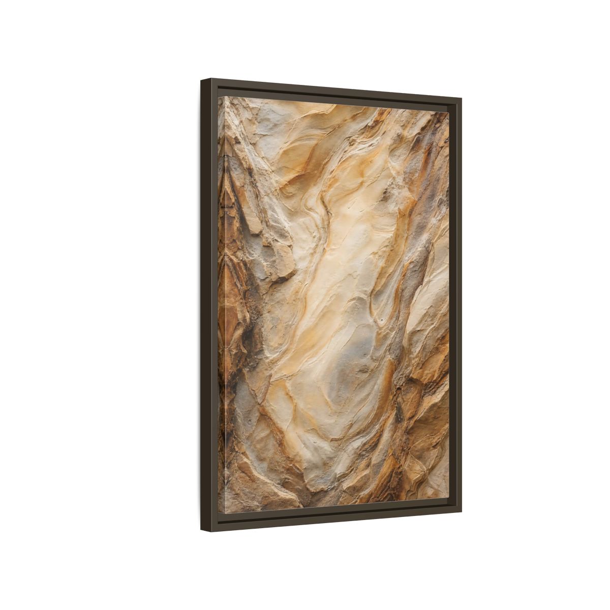 Nature Rock Formation Brown and Tan Framed Canvas Wall Art shown as canvas wall art