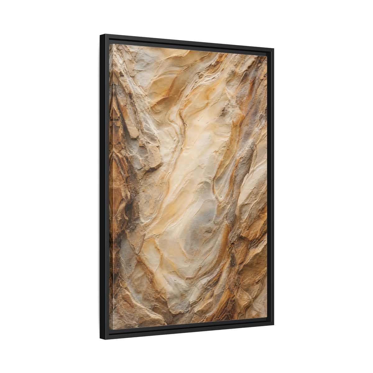Nature Rock Formation Brown and Tan Framed Canvas Wall Art shown as canvas wall art