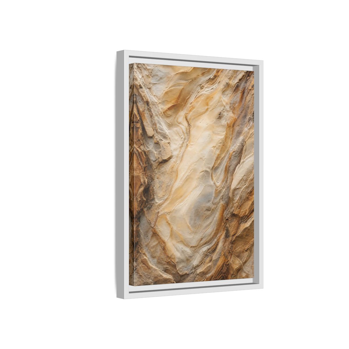 Nature Rock Formation Brown and Tan Framed Canvas Wall Art shown as canvas wall art