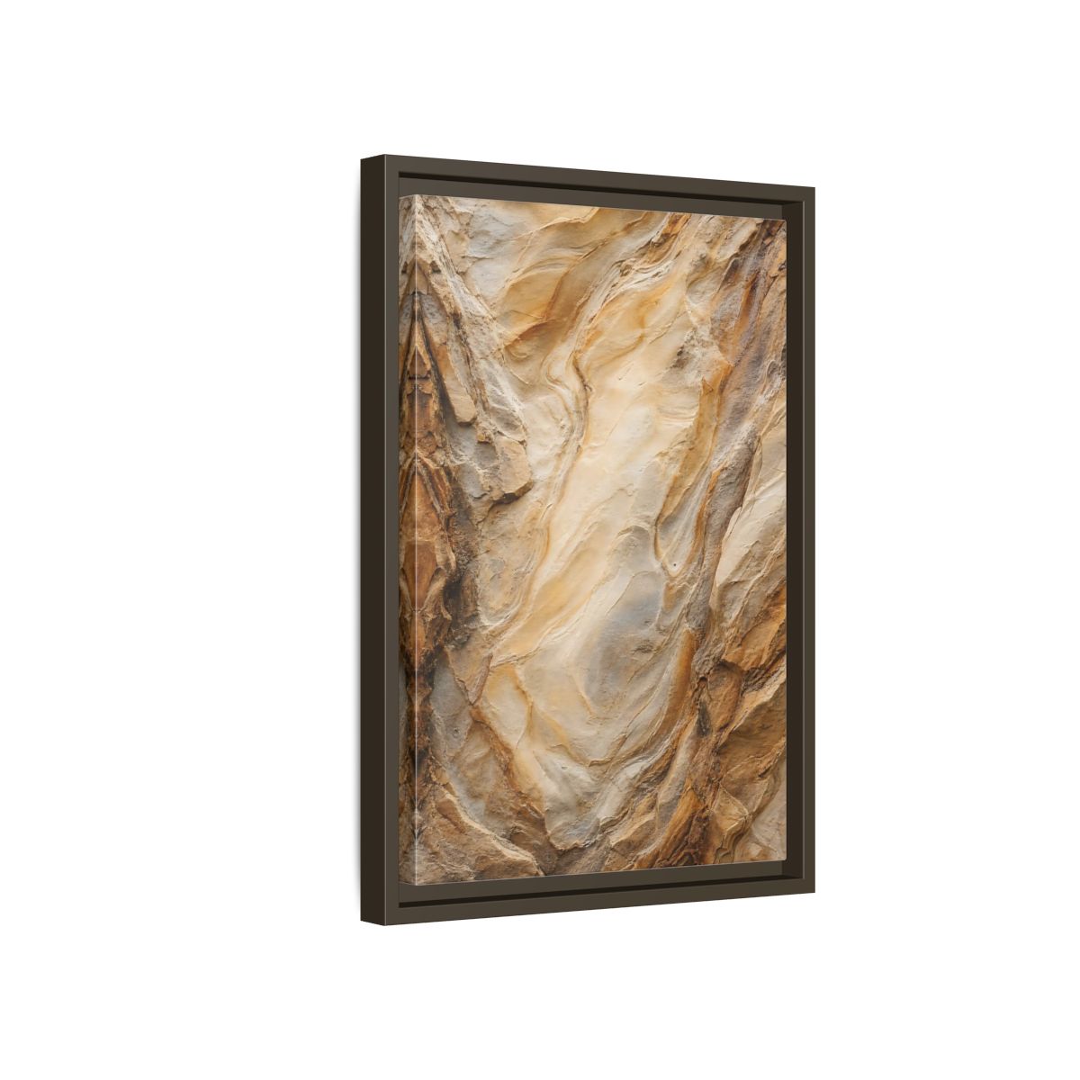 Nature Rock Formation Brown and Tan Framed Canvas Wall Art shown as canvas wall art